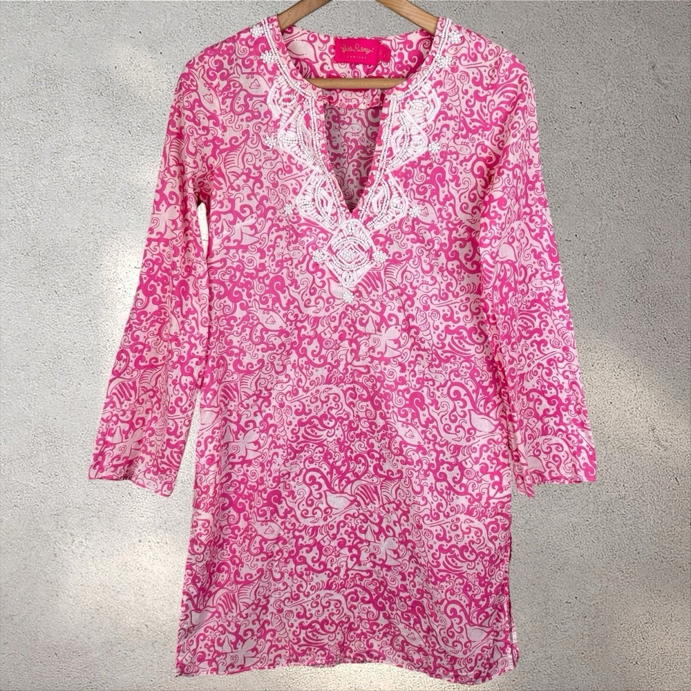 Lilly Pulitzer 50th Anniversary Jubilee Elisabeth Tunic Cotton Beaded Dress XS